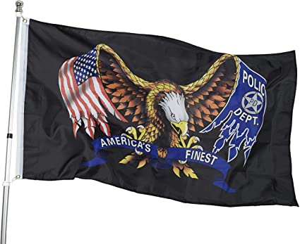 Pack of 10 USA Police Dept Eagle Flag - America’s Finest Flag - 3" x 5" Durable Polyester Indoor Outdoor Banner