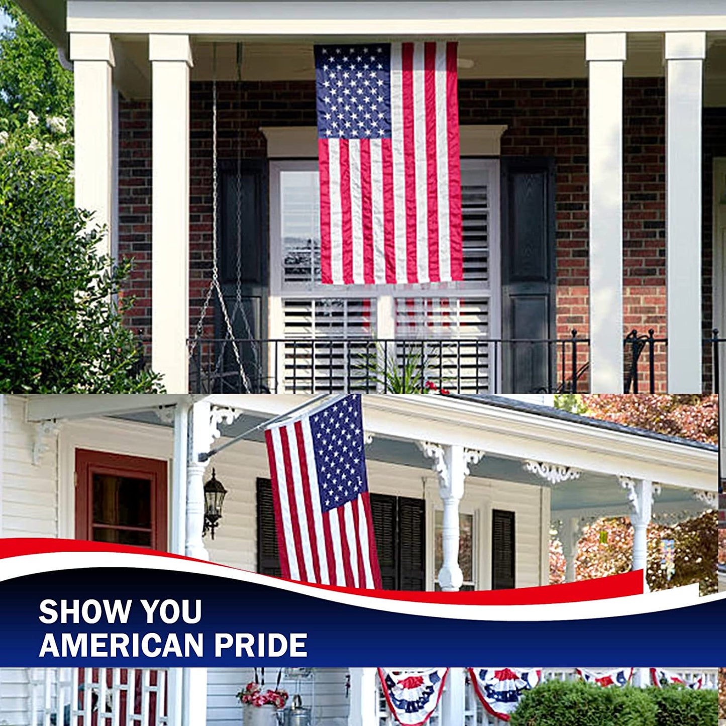 American Flag 4x6 US Flags Made in USA 4’x6’ Heavy Duty Outdoor Durable Nylon Flag with Embroidered Stars, Sewn Stripes and Brass Grommets