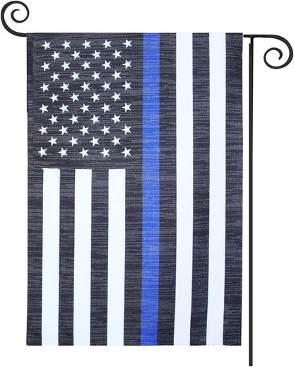 Blue Line Garden American Flag - 28 x 40 Inch Double Sided Police Yard Flags for Honoring Law Enforcement Officers (House Flag-28 x 40 Inch) USA TOP FLAGS,INC