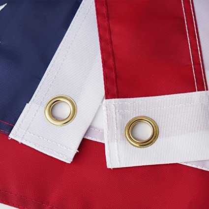 American Flag US Flags 3x5 Outdoor Made in USA High Wind Heavy Duty Outside Embroidered Stars All Weather Durable Nylon Sewn Stripes with Brass Grommets