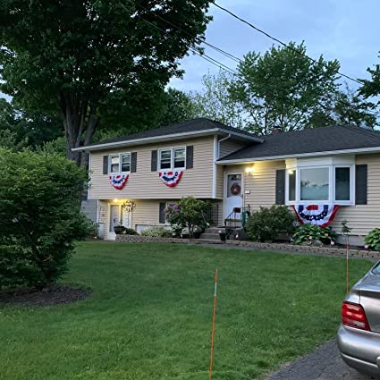 American Pleated Fan Flag 3x6 Ft USA Bunting Flags Patriots Flag Decorations with Embroidered Stars Sewn Stripes for Porch Outside