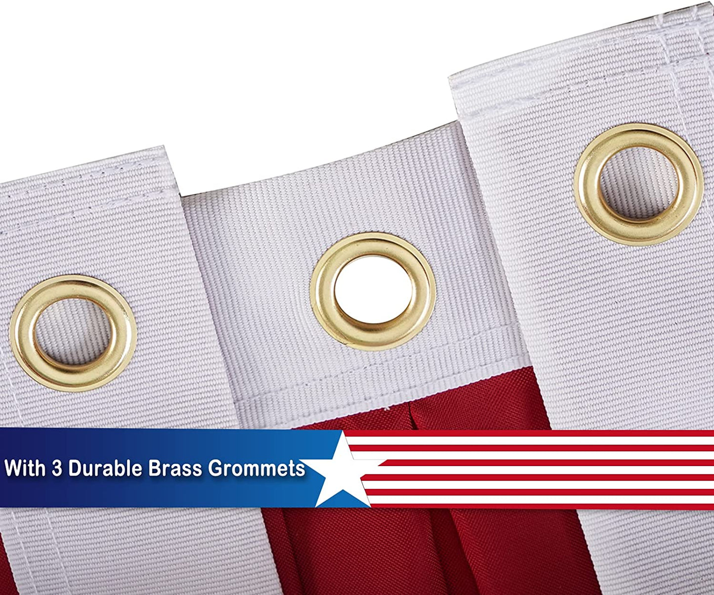 USA American Pleated Fan Flag 1.5x3 Feet Made in US, Embroidery Stars U.S.A 4th of July Bunting Flags with 3 Brass Grommets and Canvas, Patriotic Half Fan Banner for Fourth of July Deco