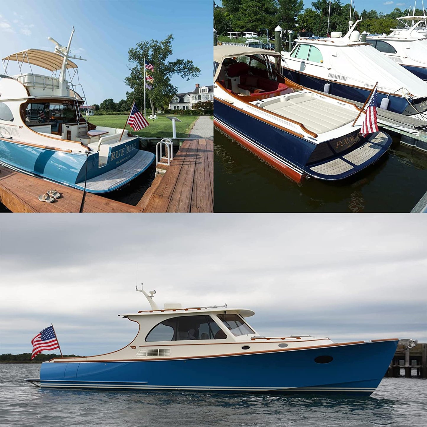 American Flag 12x18 Inches Boat Marine Yacht Flags Outdoor Heavy Duty Made in USA - Embroidered USA 1x1.5 Ft Flags - Heavy Duty Banner US Nylon Sewn Stripes Indoor with 2 Brass Grommets