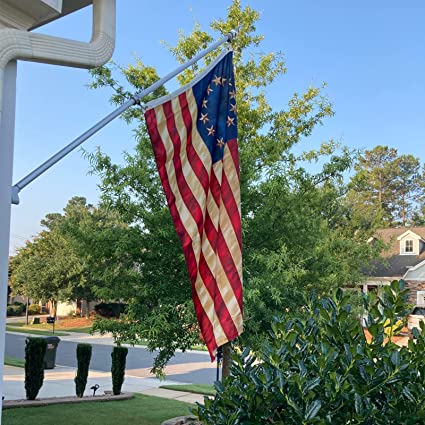 Pack of 10 Tea Stained American Betsy Ross Flag, 3x5 ft Vintage USA Flag for Outsides, Made in USA 13 Stars Colonies, Premium American Flag Banner Heavy Duty with 2 Brass Grommets Polyester Outdoor House Wall Decoration