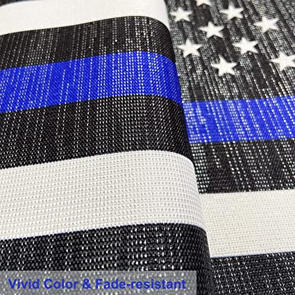 Pack of 10 Blue Line Garden American Flag - 12.5 x 18 Inch Double Sided Police Yard Flags for Honoring Law Enforcement Officers Fade-resistant