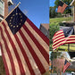 Vintage Betsy Ross Flag - Tea Stained Embroidered Stars American 3x5 Outdoor - Heavy Duty 13 Stars Flags 13 Colonies Primitive US Banner Stitching Stripes with 2 Brass Metal Grommets