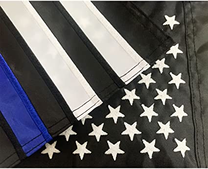 Pack of 2 Thin Blue Line Garden Flag 12.5×18 inch, Embroidered Stars American Police Flags, Double Sided Back the Blue Stripe Blue Lives Matter Flag for Outdoor Indoor Yard Lawn Honoring Law Enforcement Officers