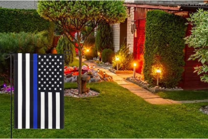 Pack of 10 Thin Blue Line Flag Garden Flags 12x18 Inch Double Side Police Flag Blue Lives Matter Back First Responder