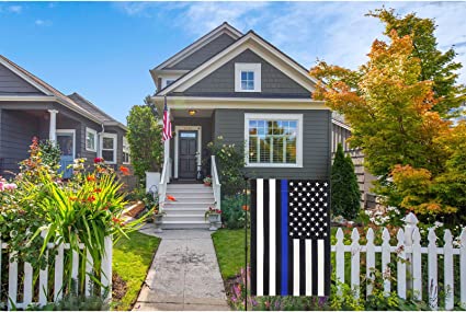 Pack of 10 Thin Blue Line Flag Garden Flags 12x18 Inch Double Side Police Flag Blue Lives Matter Back First Responder