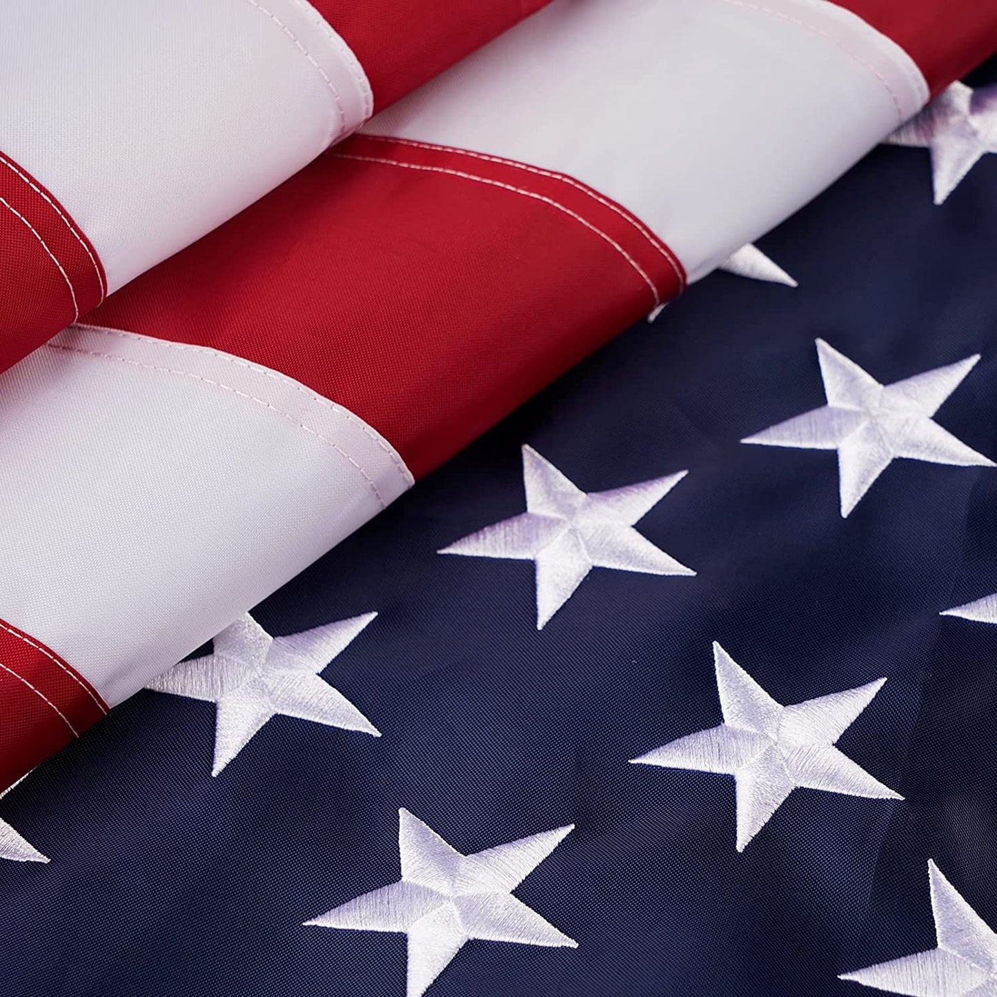 American US Boat Flag 16x24 Inch Made in USA, Embroidery 50 Stars Ensign Nautical U.S.A Flags with 2 Brass Grommets, Heavy Duty Nylon Outdoor Banner for Yacht