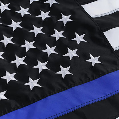 Thin Blue Line Embroidered Stars Boat Flag 12x18 Inch, Durable Nylon U.S Police Flags with Sewn Stripes and Brass Grommets for Yacht Motorcycle, Enforcement Officers Outdoor Banner Made in USA USA TOP FLAGS,INC