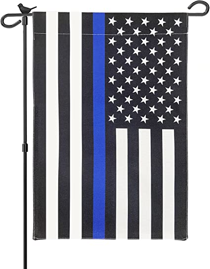 Pack of 10 Thin Blue Line Flag Garden Flags 12x18 Inch Double Side Police Flag Blue Lives Matter Back First Responder