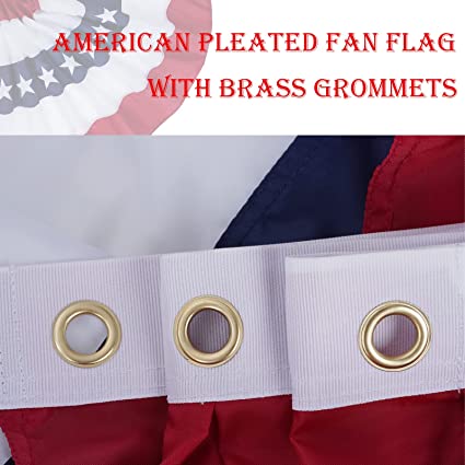 American US Bunting Flag 2x4, Pleated Fan with Embroidered Stars for Outdoor, Patriotic Brass Grommets July 4 Decorations Party Outside Inside (123)