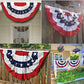 American Pleated Fan Flag 3x6 Ft USA Bunting Flags Patriots Flag Decorations with Embroidered Stars Sewn Stripes for Porch Outside