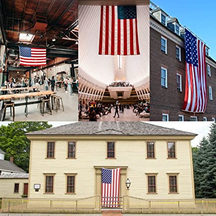 8x12 American Flag Large US Flags Heavy Duty Embroidered Stars, Sewn Stripes, 3 Brass Grommets USA Flag for Outside Wall