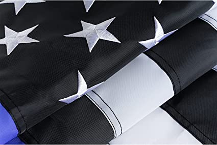 Thin Blue Line Flag 3x5 ft, American Police Flag for Outside with Embroidered Stars Made in USA, Back The Blue Flags, USA Blue Line Flag Banner with 2 Brass Grommets for Law Enforcement Officers