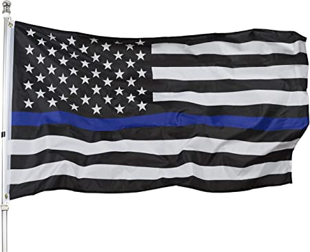 Pack of 10 Thin Blue Line American Flag - 3x5 Blue Stripe American Matter Police Flags - USA Flag 3x5 Ft American Outdoor - US Flags God Bless America, Durable National Stars and Stripes Indoor