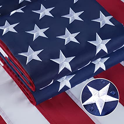 American Flag for Outdoor 3x5 US Flags with Embroidered Stars Heavy Duty Made in USA Flag 2 Brass Grommets Indoor Outside