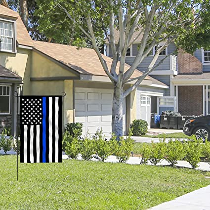 Pack of 10 Thin Blue Line Garden Flag American Police Flags 12.5×18 inch Double Sided Back the Blue Stripe Blue Lives Matter Flag