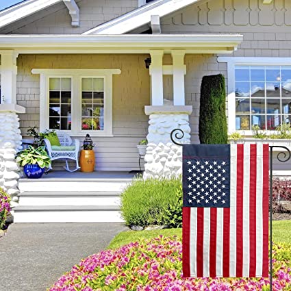 Pack of 2 American Flag USA Garden Flag 12 x 18 - Patriotic Small American Flags with Embroidered Stars for Yard