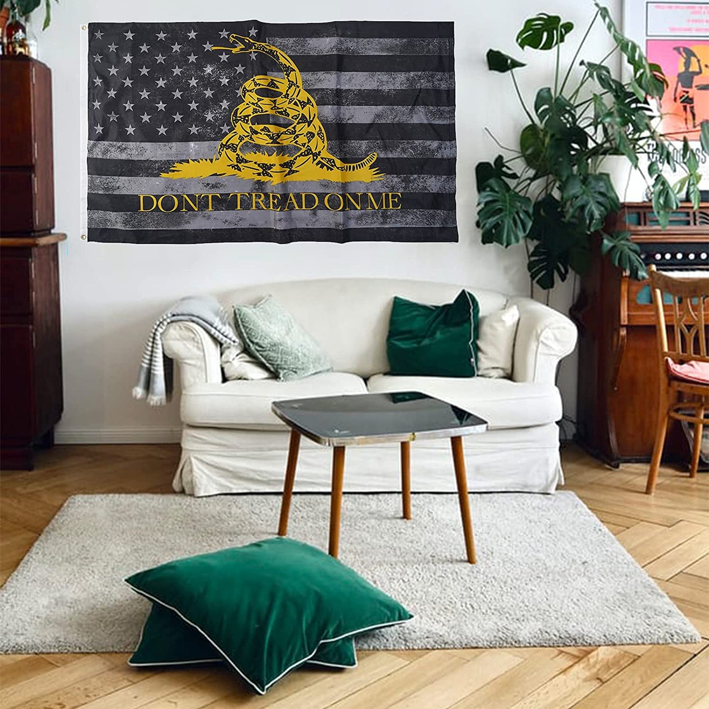 Dont Tread on Me Flag Double Side American Flag- Made in USA Don’t Tread on Me Gadsden Flags 3x5 Outdoor (Grey)