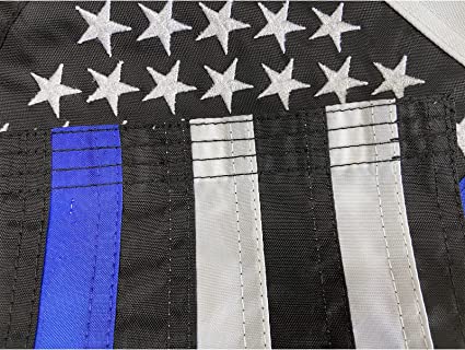 Thin Blue Line Flags 16x24 Inches Outdoor Made in USA - Embroidered Stars Police Boat Flag, Heavy Duty Back The Blue Flag Stripe Blue Line Lives Matter Flags Banner with 2 Brass Grommets