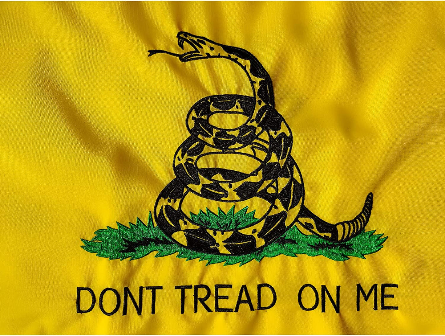 SYII Dont Tread On Me Gadsden Boat Flag 12x18 Inch Made in USA, Embroidery Yellow Coiled Rattle Snake with 2 Brass Grommet, Heavy Duty Nylon Outdoor Banner for All Weather