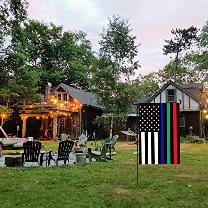 Pack of 2 Thin Blue Green and Red Line Garden Flag - Double Sided Support Military Fire Police 12.5 x 18 Inch - Blue Line American Flags Honoring Law Enforcement Officers Yard Outdoor Decor Banner