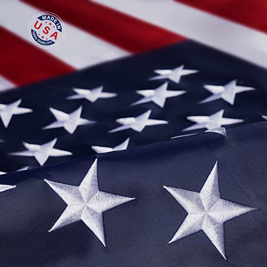 American Flag 12x18 Ft Large US Flags - Made in USA - Giant United State Flag Heavy Duty Outdoor Embroidered Stars for All Weather High Wind Sewn Stripes With Brass Grommets