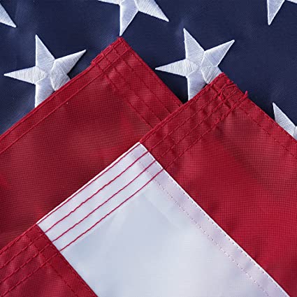 American Flag US Flags 3x5 Outdoor Made in USA High Wind Heavy Duty Outside Embroidered Stars All Weather Durable Nylon Sewn Stripes with Brass Grommets