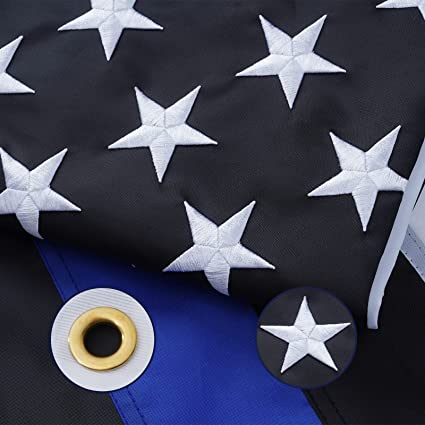 Thin Blue Line Flag 3x5 Back the Blue - Made in USA Police Flags, Blue Lives Matter First Responders Outdoor Flag, Embroidered & Sewn Stripe for Outside Indoor